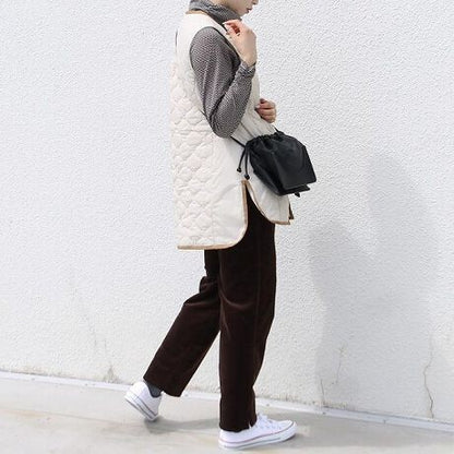 キルティングロングベスト