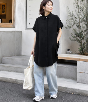 リネンライクミモレシャツ