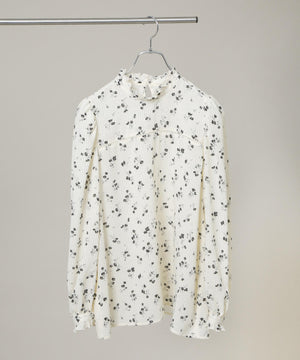 フラワープリントスタンドフリルブラウス(セットアップ可)