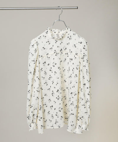 フラワープリントスタンドフリルブラウス(セットアップ可)