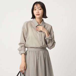 ［size SHORTあり］ウール混ボイル シャツ -ウォッシャブル-