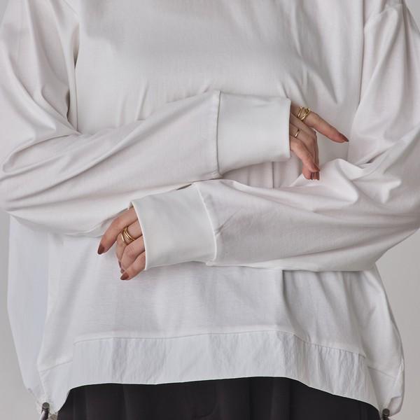 布帛ドッキングカットソー