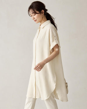 リネンライクミモレシャツ