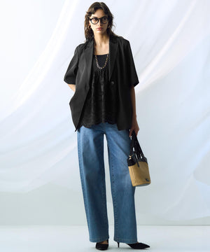 23区DENIM ストレッチ ワイドパンツ