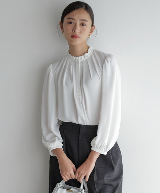 ライトデシンフリル襟 ブラウス