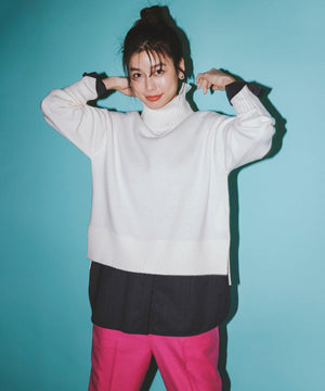 ウールカシミヤミックス ロールネック ニット