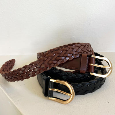 レザーメッシュベルト（茶.黒）