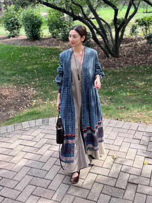 ブロックプリントワンピースコート