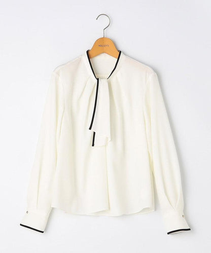 ウォッシャブルストレッチジョーゼットボウタイ風ブラウス