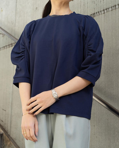 クルーネックボリュームスリーブカットソー