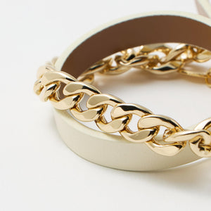 メタルチェーン×レザーベルト ブレスレット