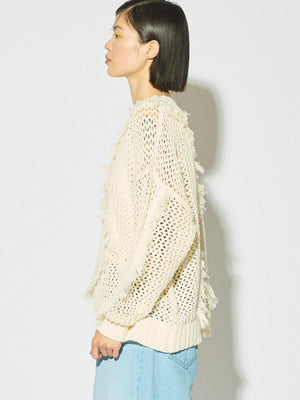 MIDIUMISOLID for Ladies フリンジメッシュプルオーバー
