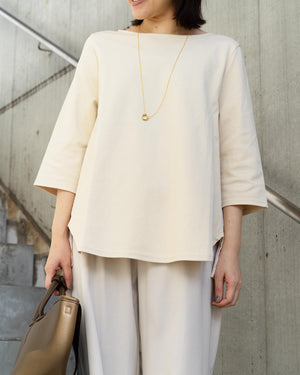 7分袖異素材切替カットソー