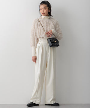 ウーステッドウール リブタートルネック ニット