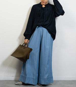 パウダーサテンボウタイブラウス