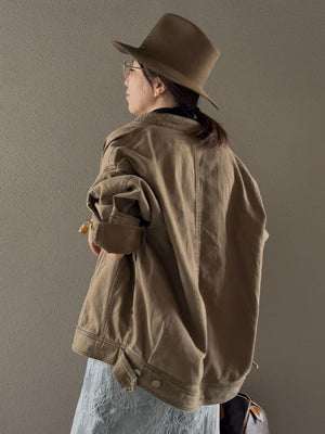 ノーカラーウォッシュブルゾン