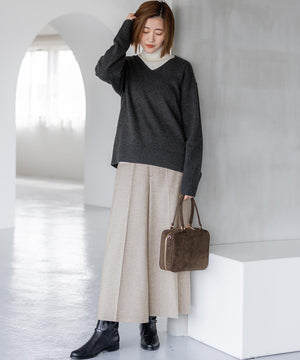 ウーステッドウール リブタートル ニット