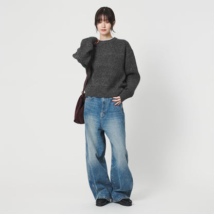 ウールブレンド シルクネップ ニットプルオーバー