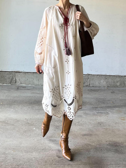 クルーエル刺繍ボヘミアンワンピース