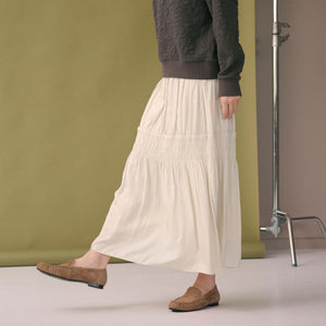 【WEB限定】シャーリング キリカエ フレアスカート