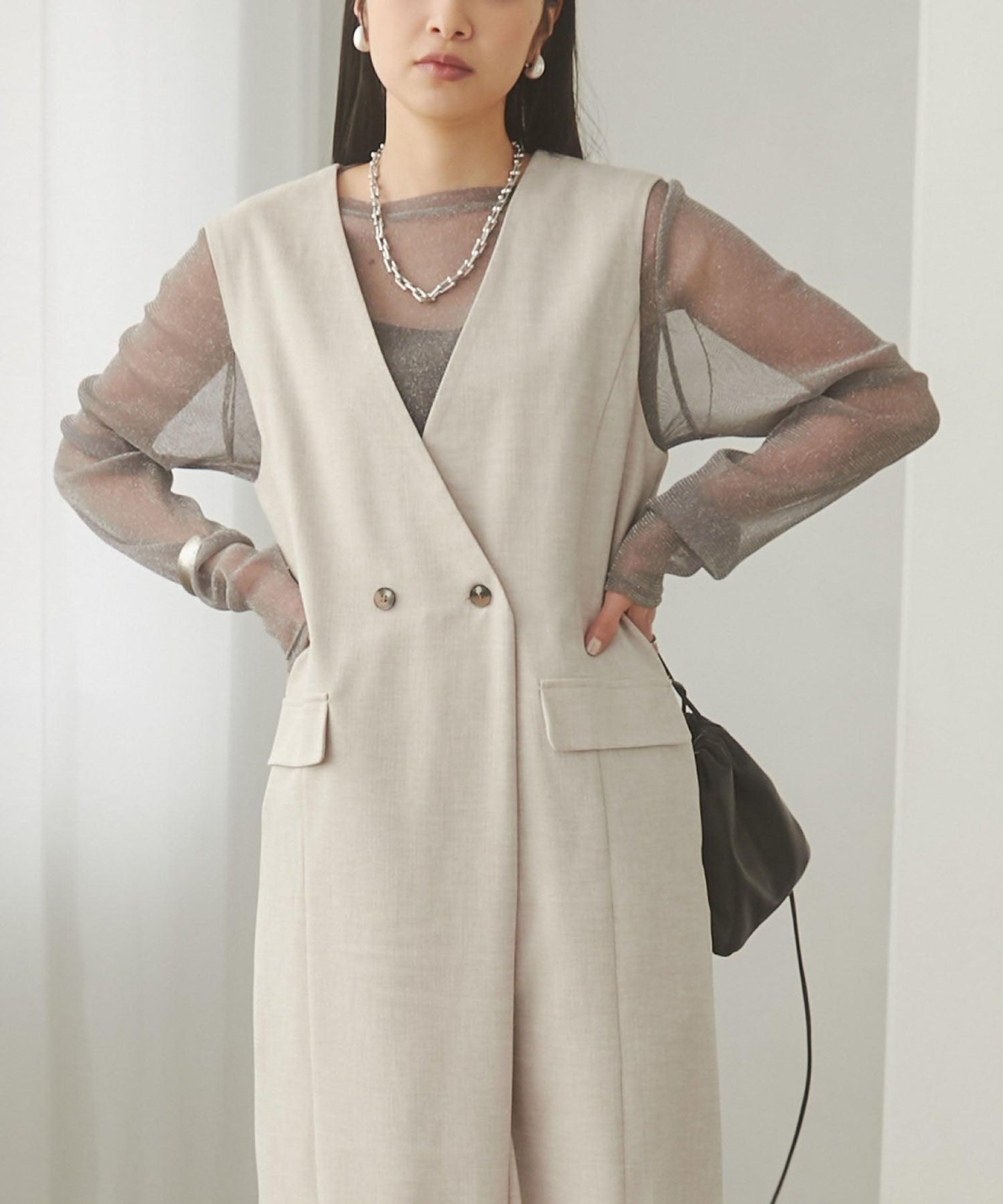 ダブルボタンジレオールインワン