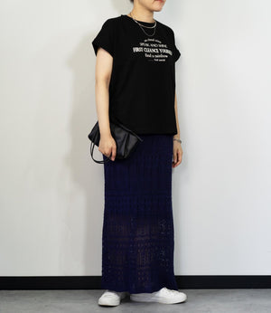 【接触冷感】レタリングフレンチスリーブTシャツ