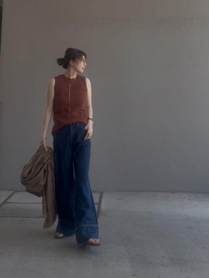 パネルヘムストレートデニム