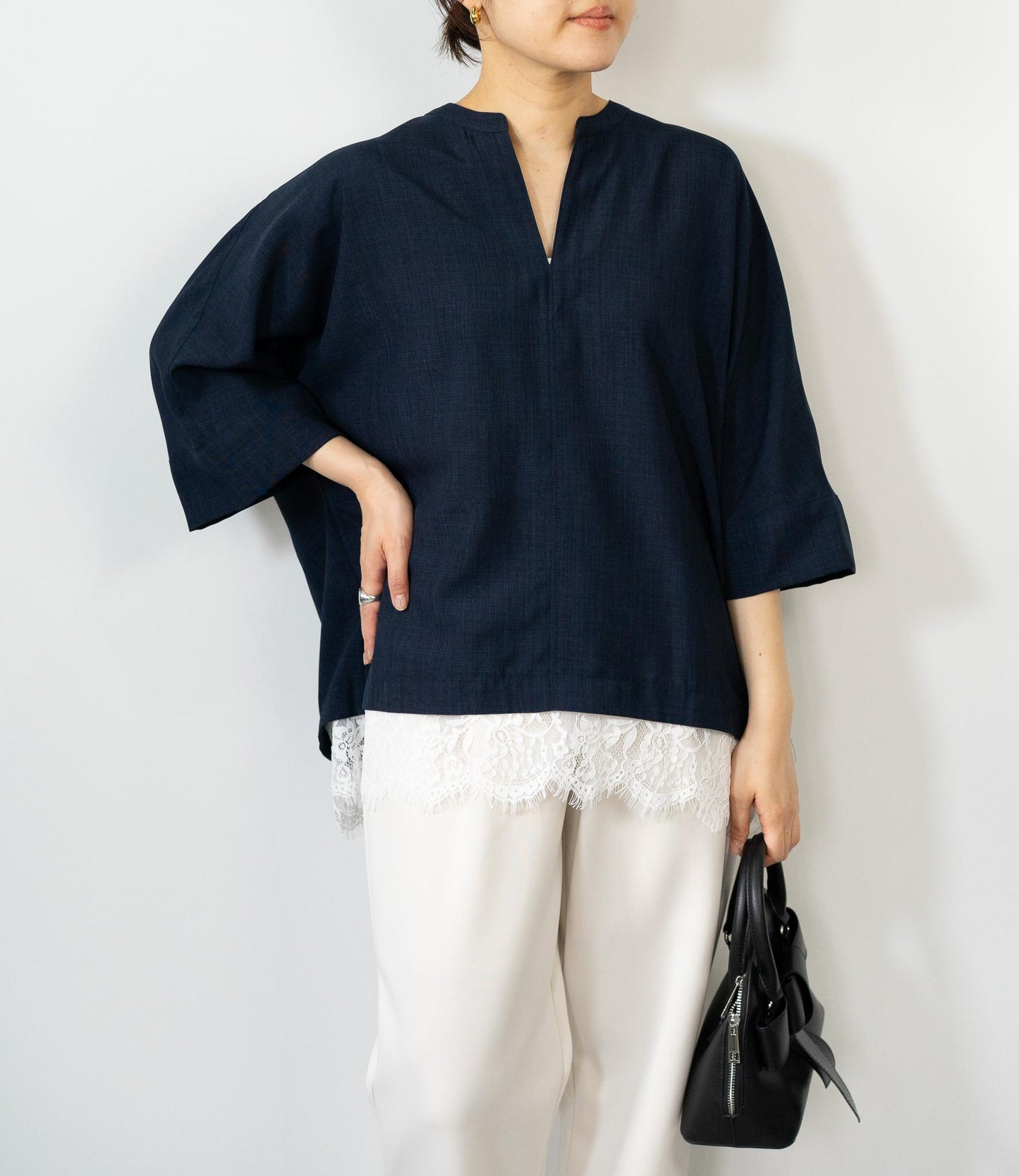 レースドッキングスキッパーブラウス