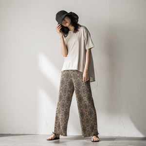 【WEB限定】オリエンタル柄クリスタルプリーツパンツ≪手洗い可能≫