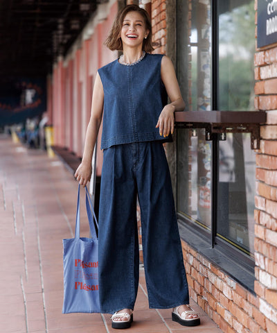 UNFILO DENIM LIGHT タックワイドパンツ