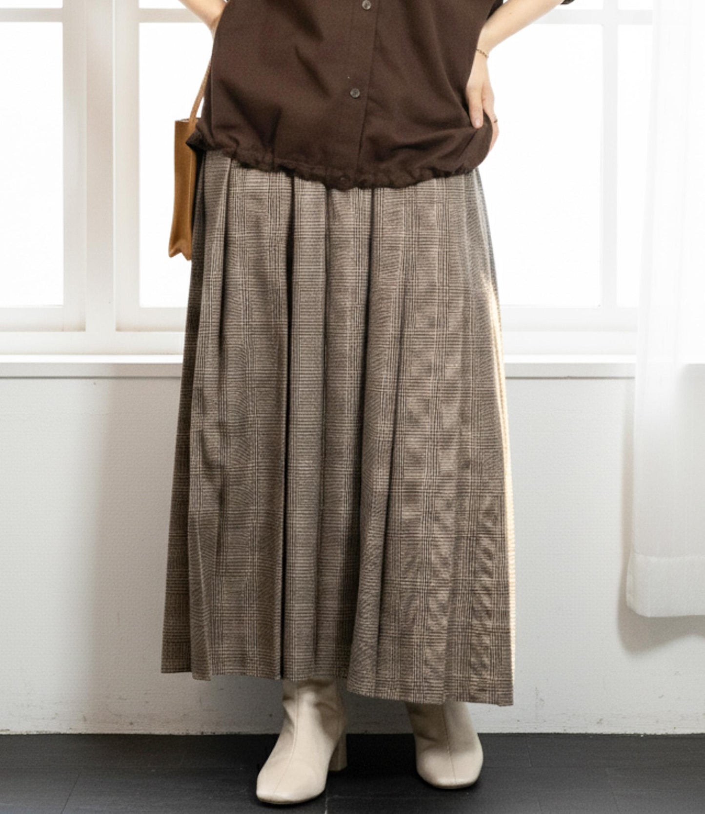 グレンチェックプリーツスカート