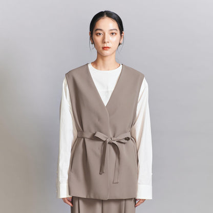【WEB限定 Wardrobe DAILY MINIMAL】ダブルクロス リボンベルトジレ -ウォッシャブル-