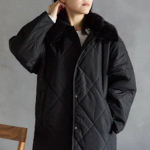 ファーカラーキルティング中綿アウター