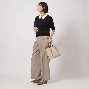 襟付き 5分袖 プルオーバー ニット