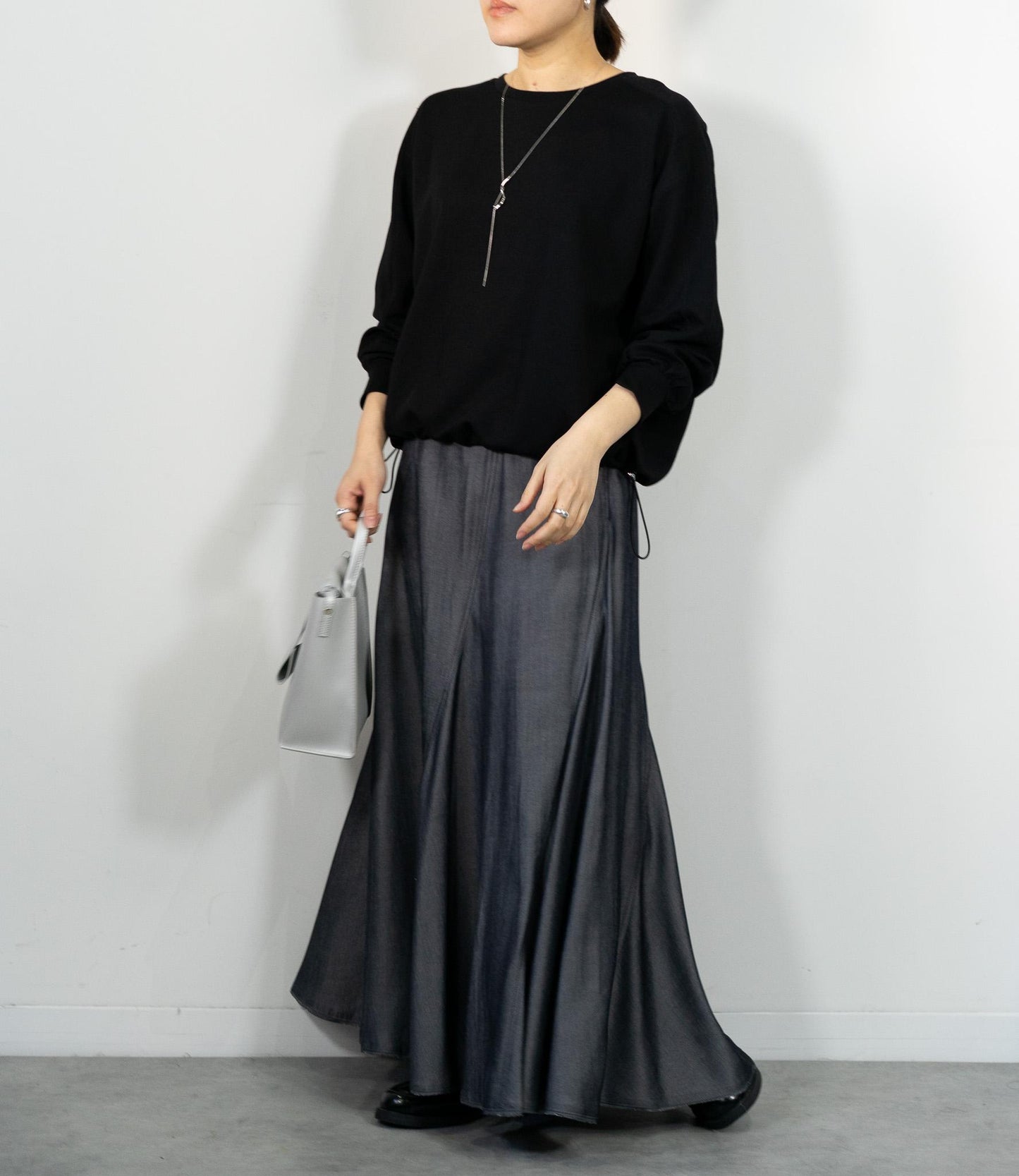 シャンブレーパネルスカート