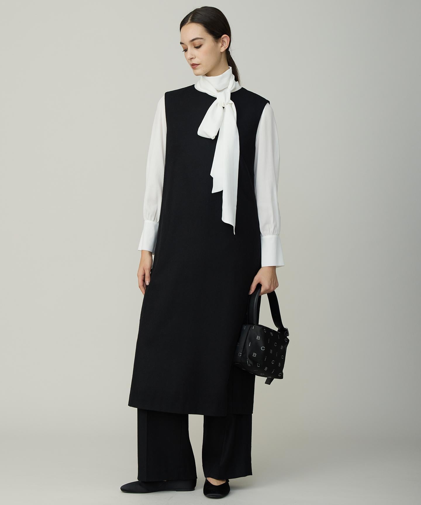 セルロースシルクビエラ ボウタイ付きブラウス