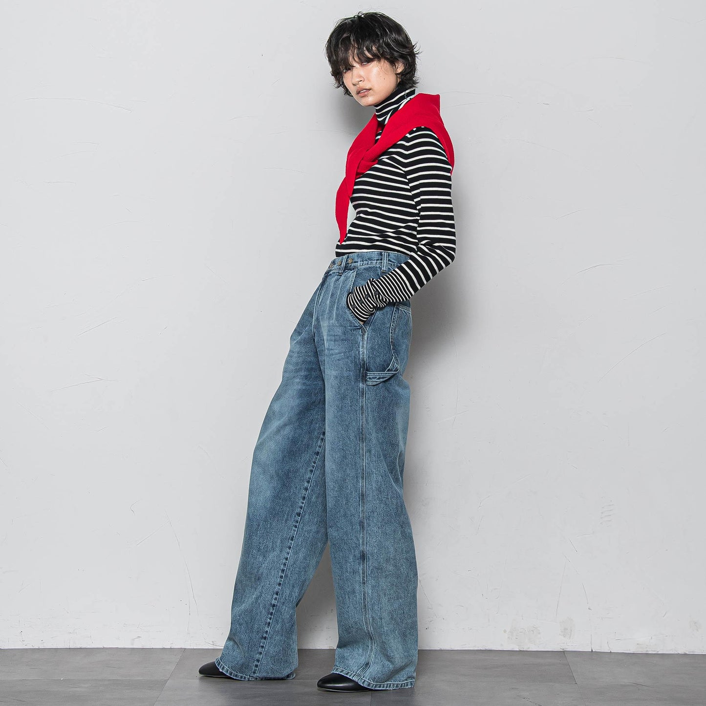 リブタートルニットプルオーバー≪手洗い可能≫