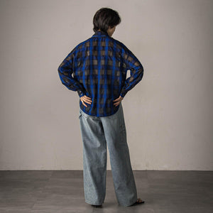 シアーオンブレチェックボウタイブラウス≪手洗い可能≫