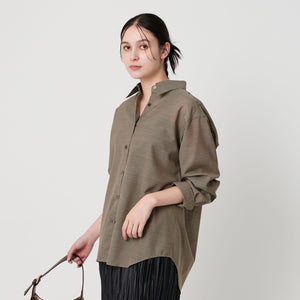 シアー レギュラーカラー ソリッドシャツ