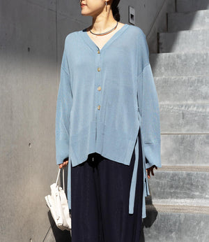 サイドスリットVネックカーディガン