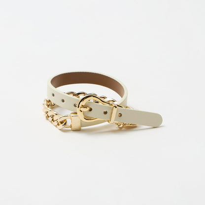 メタルチェーン×レザーベルト ブレスレット