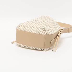 レザーライク×メッシュ コンビ ショルダーバッグ