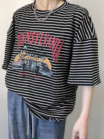 ヴィンテージライクプリントボーダーT