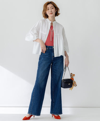 デニム ライン ワイドパンツ