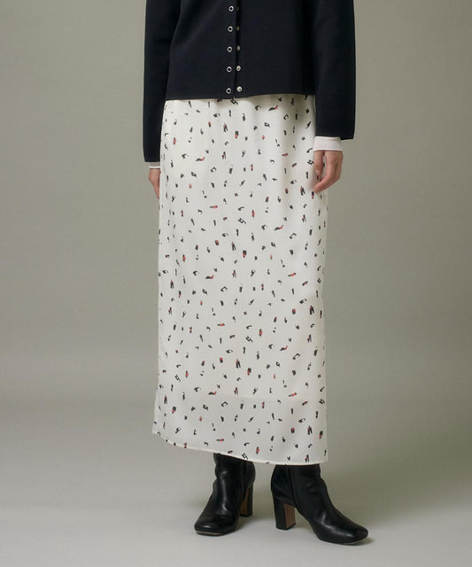 ブラッシュドットプリントスカート