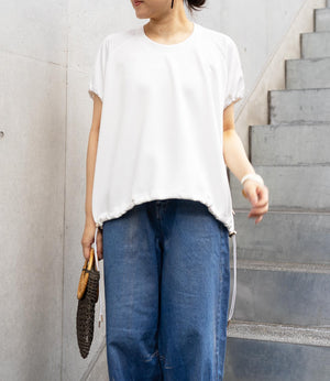 異素材切り替えドロストラグランカットソー