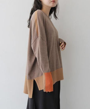 バイカラーボクシーニット