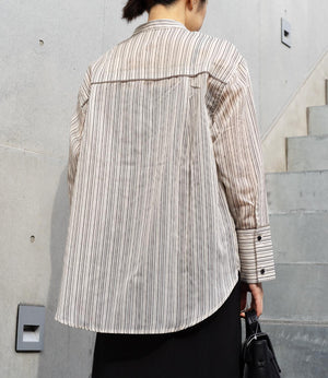シアーストライプパイピングシャツ