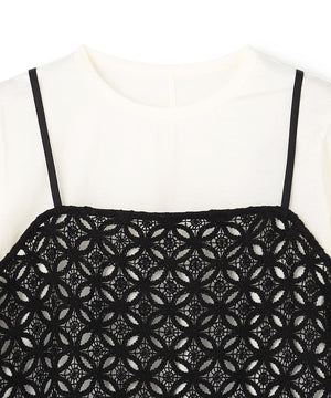 ラッセルレース キャミレイヤード Tシャツ