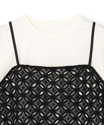 ラッセルレース キャミレイヤード Tシャツ